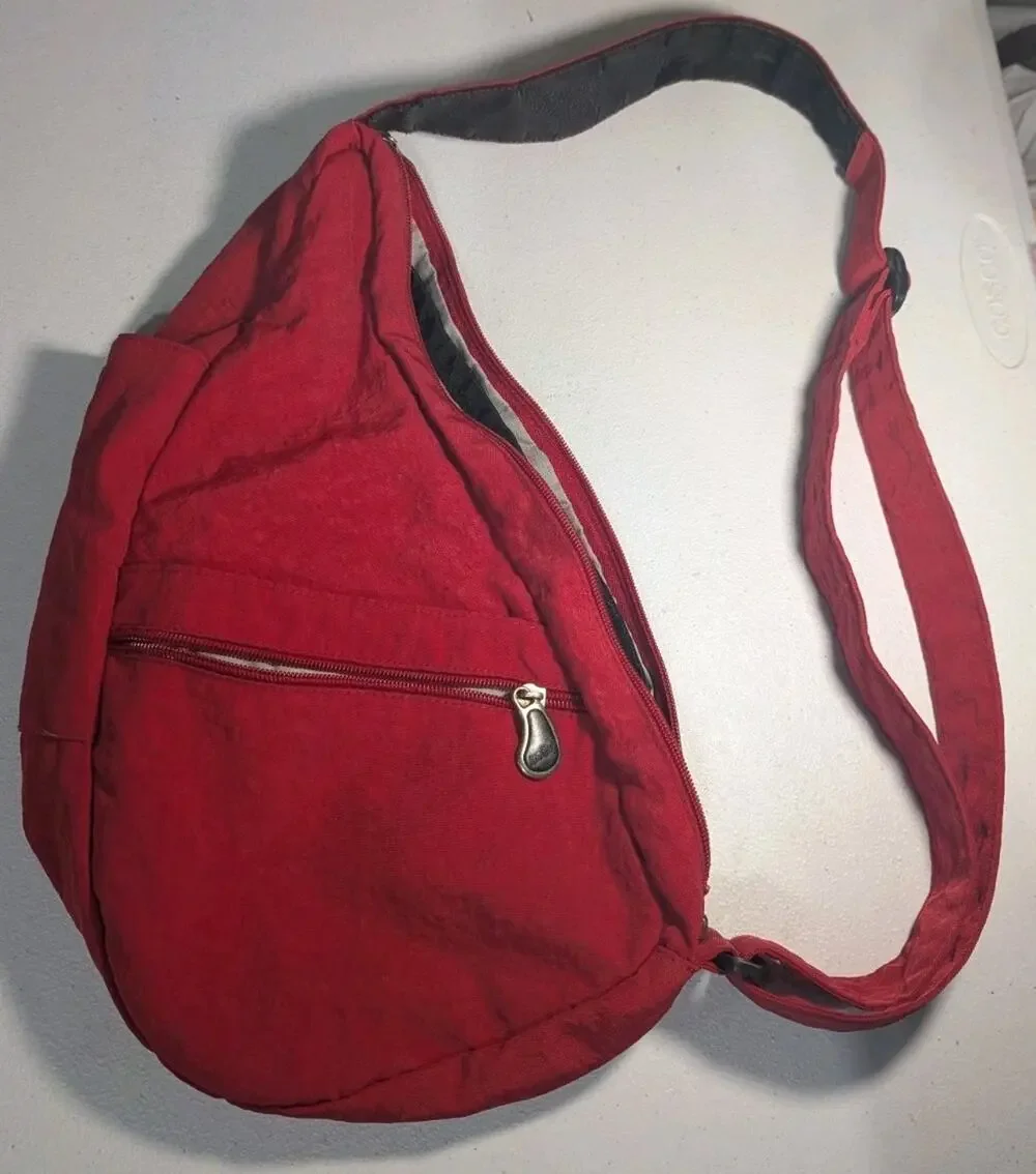 AmeriBag Healthy Back Bag Sling Bag Unisex Solid Red Nylon 17